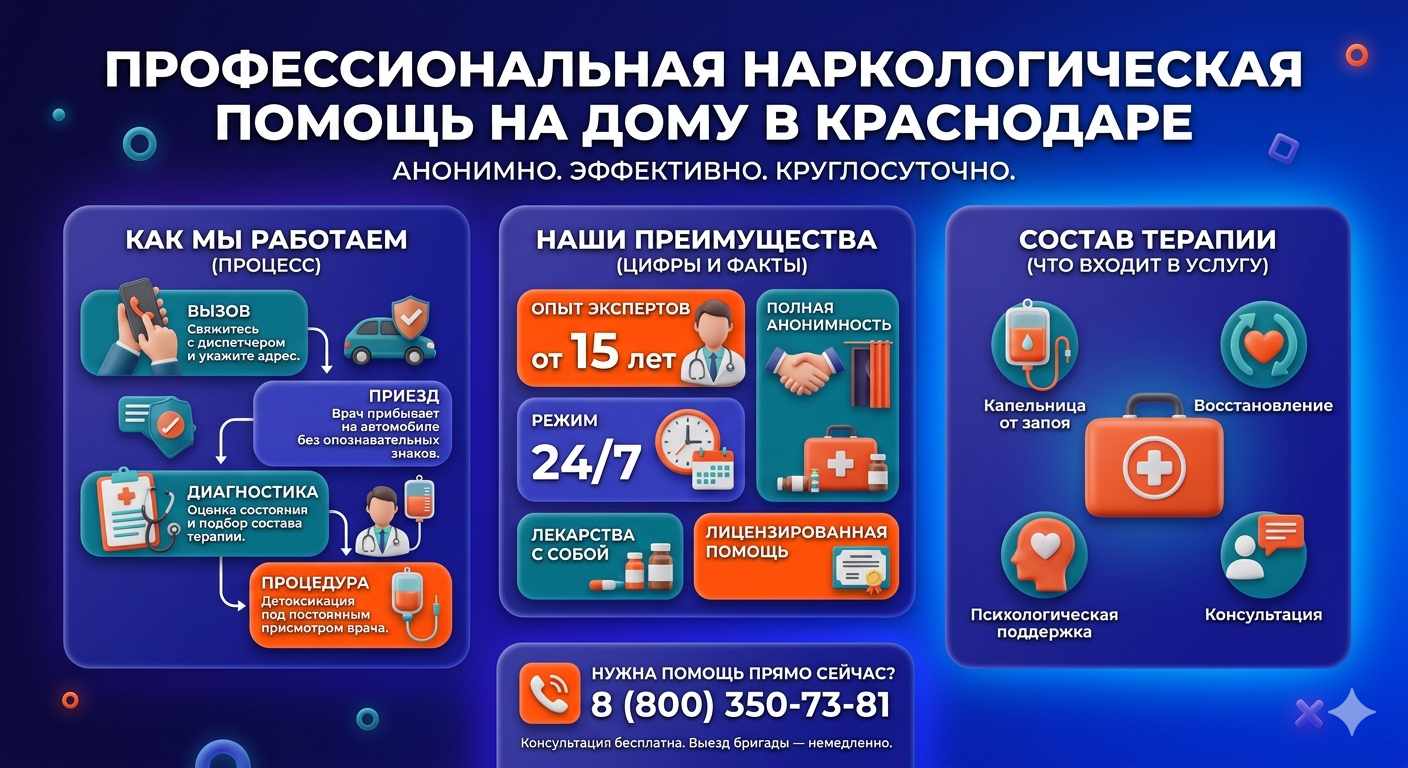 Инфографика о принципах лечения алкоголизма на дому в Уве: этапы вызова нарколога, преимущества анонимной детоксикации и состав медицинской помощи.